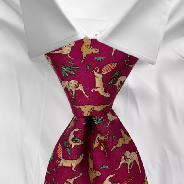 SALVATORE FERRAGAMO Men’s Vintage Designer Dod Bird Hunting Motif 100% Silk Tie