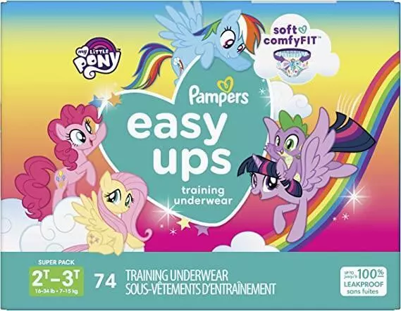 PAMPERS EASY UPS Training Underwear My Little Pony 2T-3T 16-34lbs 74 Ct  Diapers $28.99 - PicClick