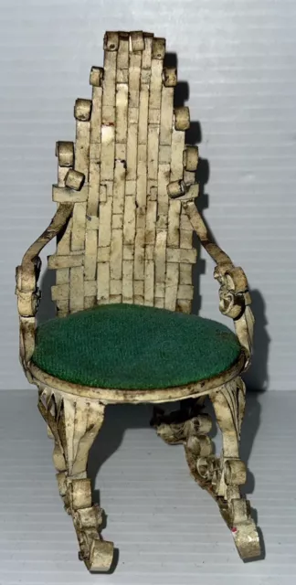 VTG Handmade Folk Art Miniature Rocking Chair Beer Tin Can Doll House Furniture