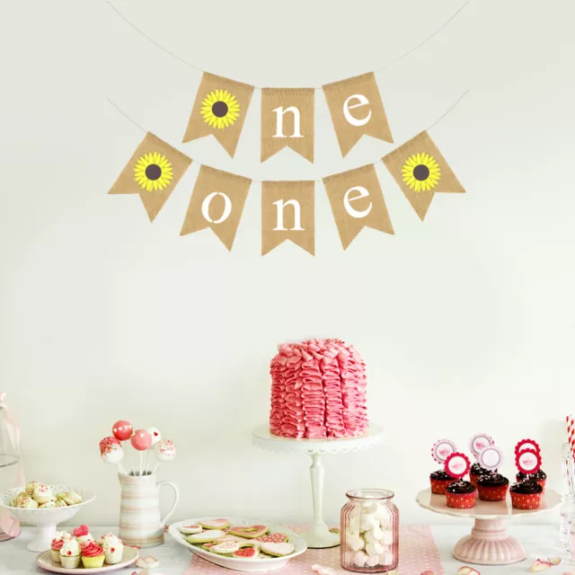 2 Set Flower Garland Burlap 1st Birthday Banner Bunting Flags 3