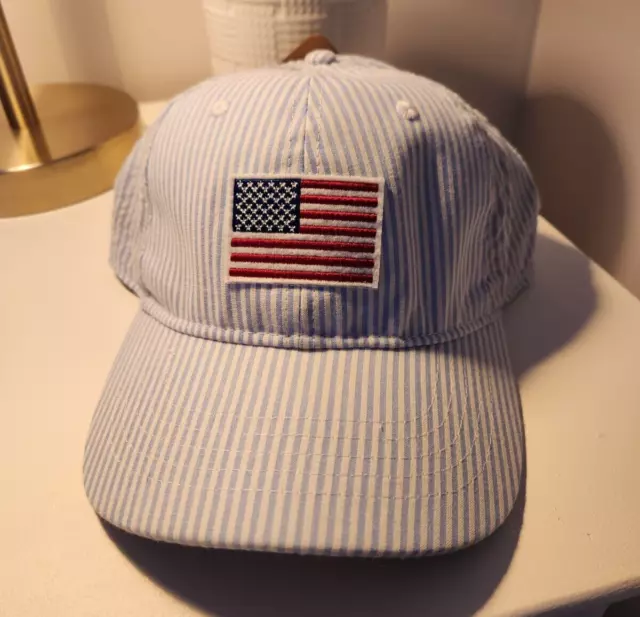 NEW Women's Infinity Headwear Seersucker American Flag Baseball Cap