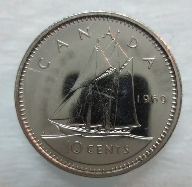 1969 Canada 10 Cents Proof-Like Dime Coin