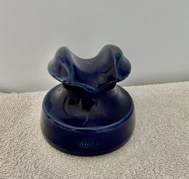 Knox Porcelain Cobalt Blue Insulator.  Embossed Knox.
