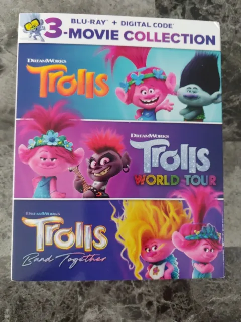 TROLLS 3-Movie Collection (Blu-Ray, 2024 w/Slipcover) No Digital Code