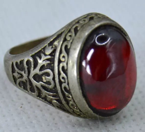 Ancient Solid Silver Antique Rare Ring Legionary With Red Stone Amazing Artifact 2