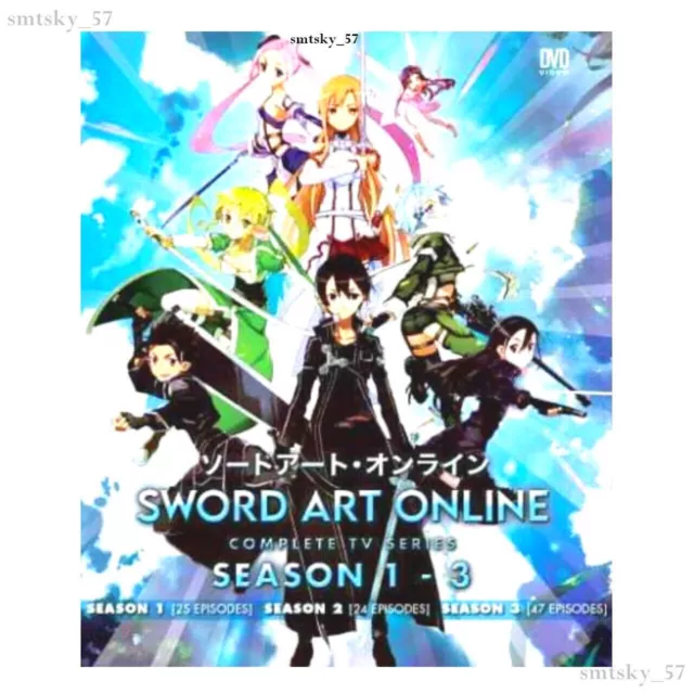 Anime Dvd Sword Art Online Saison 1-3 Vol.1-96 Fin [English Dubbed] Région...