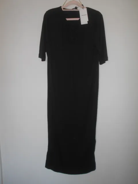 WHISTLES Ladies Midi Dress Size UK 10 Black Body Con Keyhole Jersey Stretch BNWT