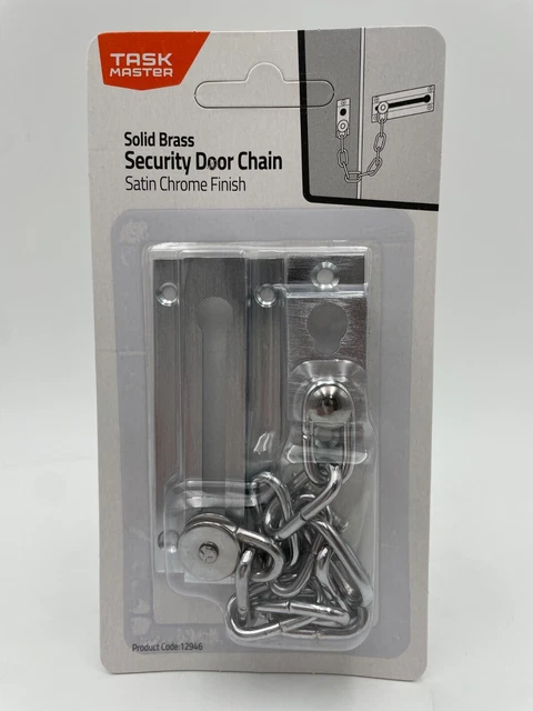 Security Door Chain Task Master Satin Chrome Finish, Solid Brass AUS Stock
