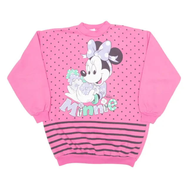 Felpa vintage DISNEY AMERICAN WEAR Minnie Mouse Ragazze Rosa anni 90 L