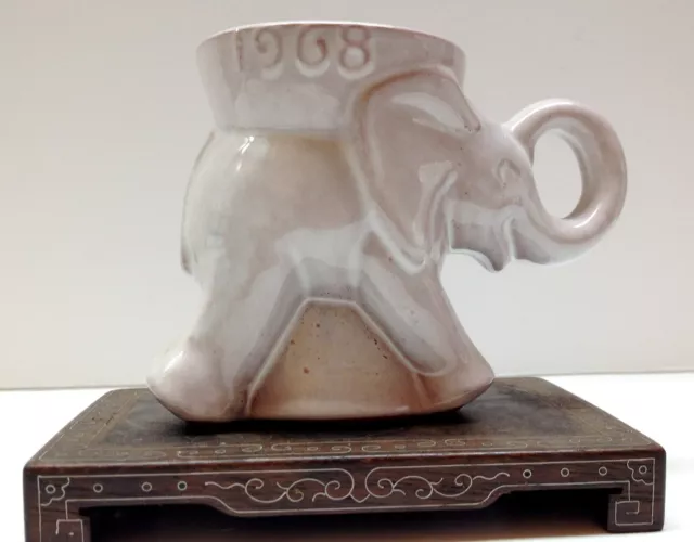 1968 Frankoma Pottery GOP President Election Elephant Mug Sapulpa Elephant Gray