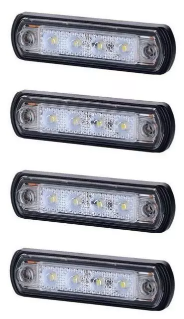 4x 12V 24V LED Marcador Blanco Luces Delanteras para Camión Caja Punta Remolque