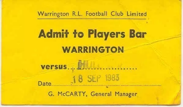 Ticket - Warrington v Hull Kingston Rovers 18.09.83