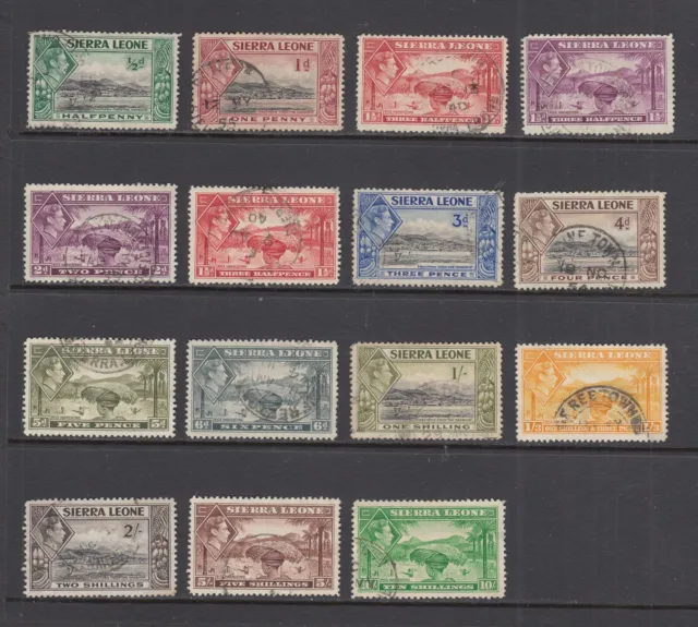 Sierra Leone: 1938 KGVI Short Set of 15 Stamps to 10/- SG188-198 Fine Used EL319