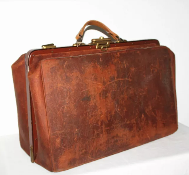 Arzt Koffer, Tasche, Leder braun, Metall Schließen, 2 Fächer u. 1 Dokumentenfach