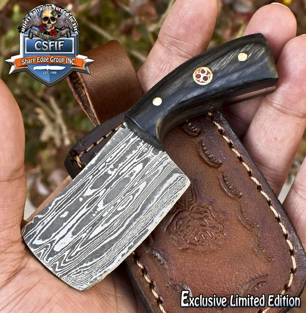 CSFIF Hot Item Skinner Knife Damascus Camel Bone Wooden Bolster Military Unique