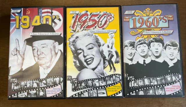 1940's, 1950's, 1960's Music, Memories & Milestones - 3 x  VHS TAPES