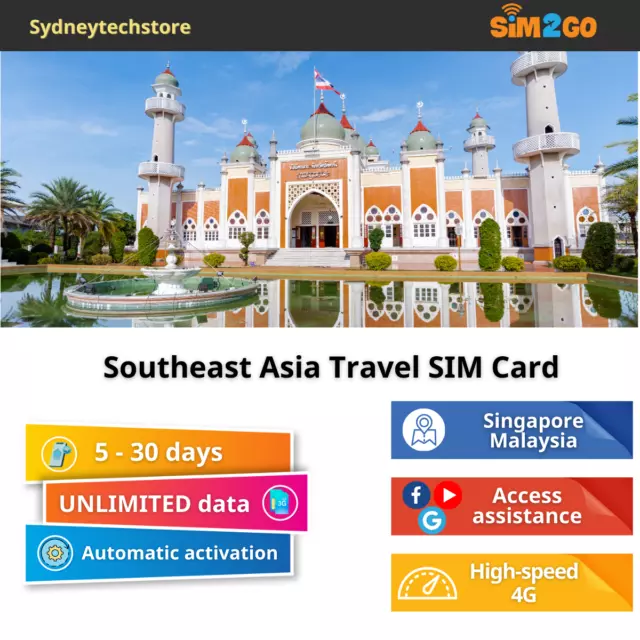 Southeast Asia Travel SIM Card Singapore Malaysia UNLIMITED Data 4G Data 1GB/Day