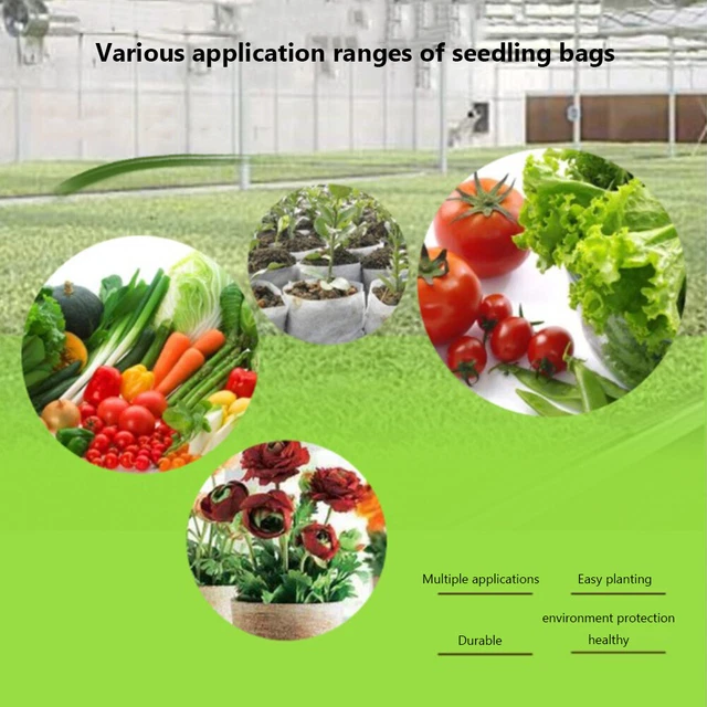 100pcs Biodegradable Nursery Plant Grow Bag Nonwoven Seedling Planter Grow Pouch 6