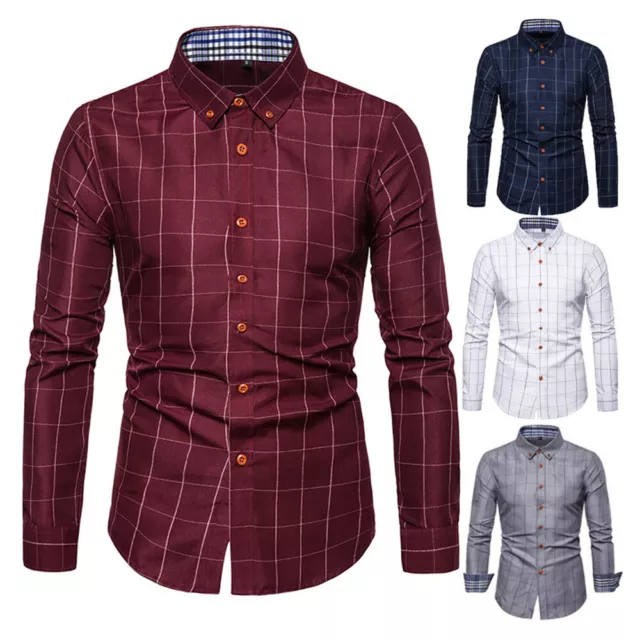 Men Shirt Autumn Blouse Long Sleeve Formal Top Business Shirt Comfort Fashion