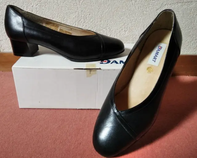 Paire De Chaussures Escarpins  Cuir Mixte Noir ★ Damart ★ P 38 - Ttbe !