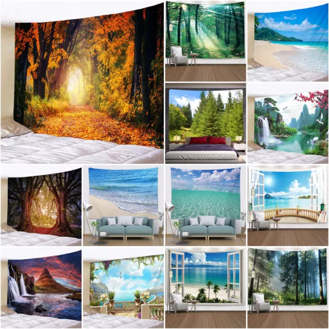 Large Seascape Tapestry Forest Wall Hanging Throw Home Blanket Bedroom Bedspread