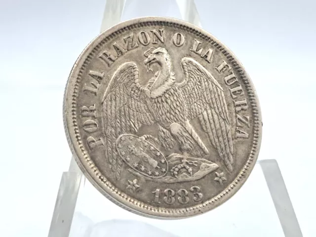 1883 Chile One Peso "Shield And Condor" **AU DETAILS**