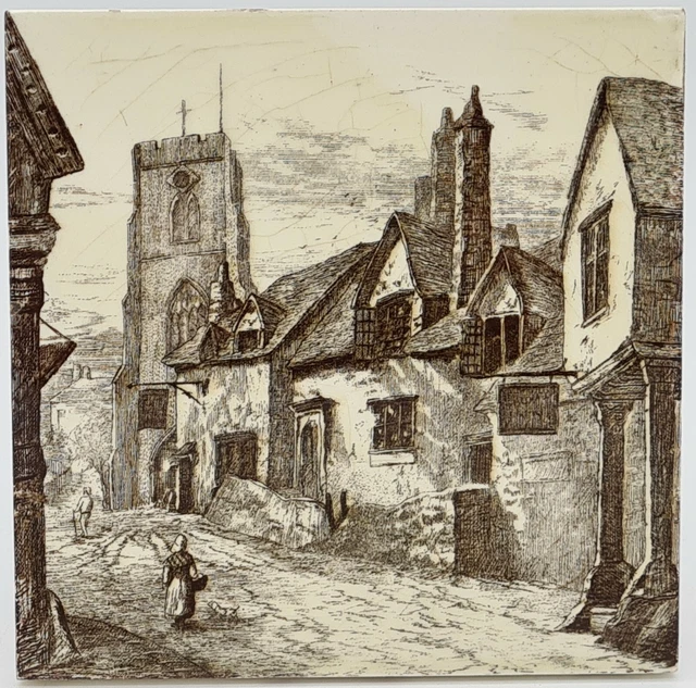 MINTONS VIEWS SERIES TILE- Westgate, Warwick L.T Swetnam c1885