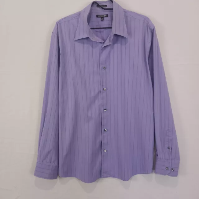 Express Mens XL Shirt Purple Long Sleeve Button Up Stretch Cotton Modern fit