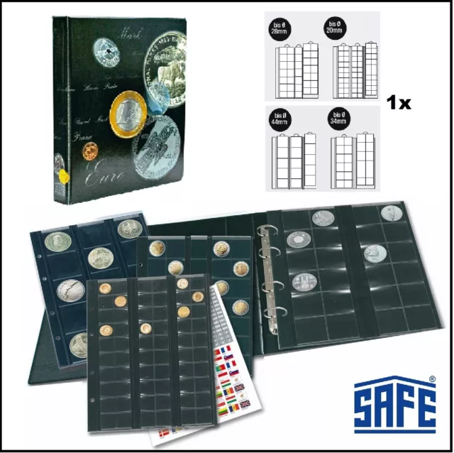 Álbum de monedas Universal 4 hojas Hasta 44MM + Cartón Zwl Safe Artline 7383