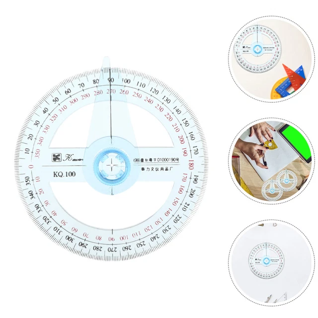 6PCS CIRCLE RULER 360 Degree Protractor Ruler 10cm Clear Plastic Ruler ...