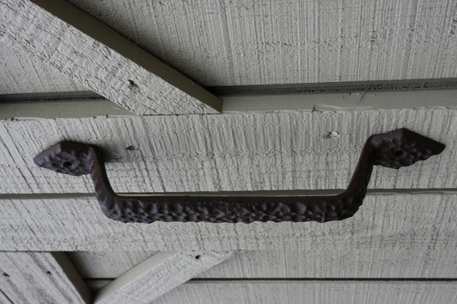 Rustic Farmhouse Large Door Handle Pull 12 1/4", Hammered design cast iron HW-81 10