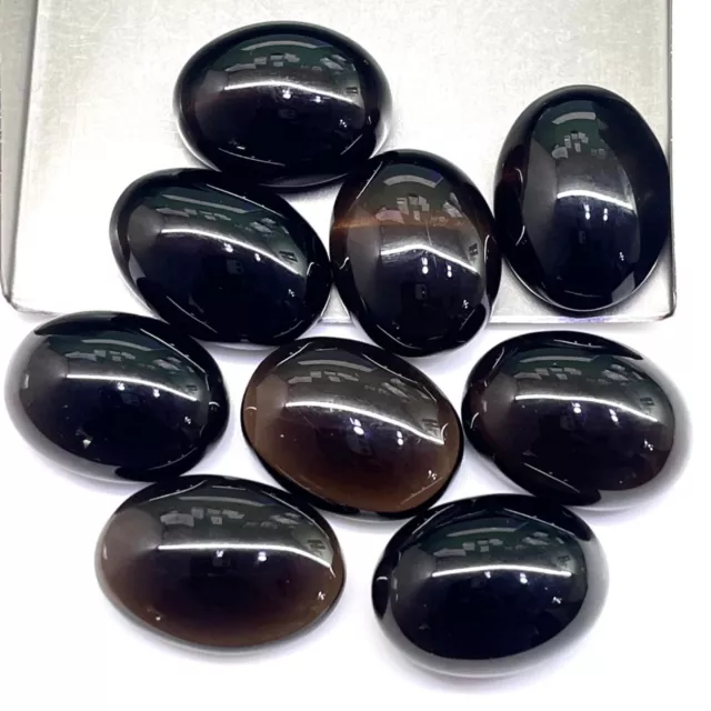 9 Pcs Natural Smokey Quartz 20x15mm Oval Loose Cabochon Gemstones Lot 167 Cts