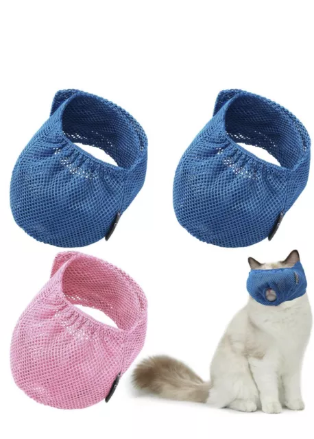 3 piezas Bolsas de retención de aseo para gatos Malla transpirable Hocicos para gatos