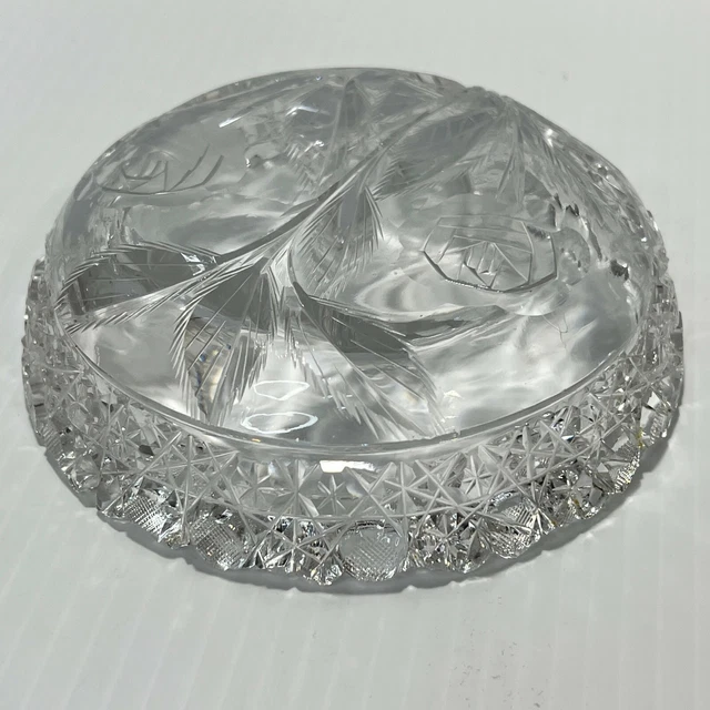 Antique American Brilliant Period Rose Pattern Sawtooth Candy Nut Small Bowl 6