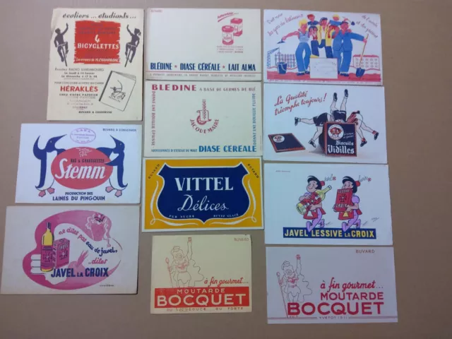 Lot De 11 Anciens Buvards Publicitaires