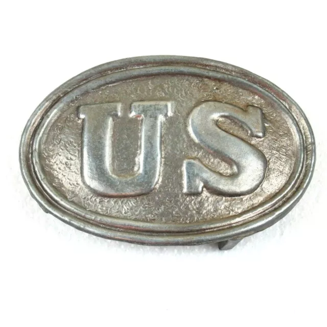 Vintage Civil War Union Army Belt Buckle Silvertone Metal Reenactor Costume