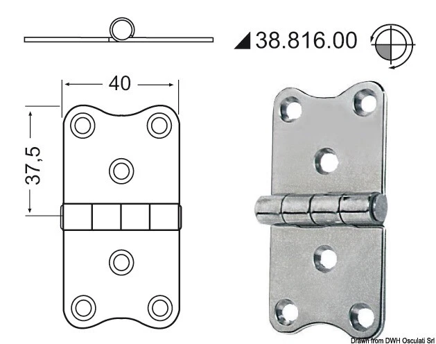 Charnière Inox Marque Osculati 38.816.00