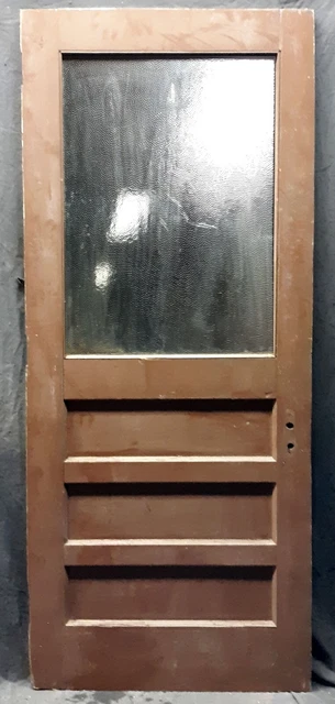 32"x79 Antique Vintage Old Wood Wooden Entry Exterior Door Window Textured Glass