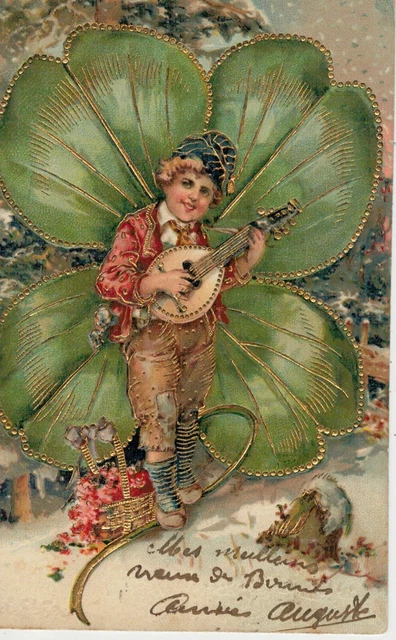 Carte Postale Bébé - Salutations - Petite Format - Relief - - Neuve 1908