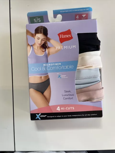 HANES 4PK BRIEFS Underwear Womens 6/M Premium Microfiber Cool