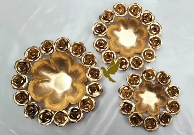 Indian Urli Bowl Set Of 3 Traditional Festival Home Decor Tealight Candle Holder