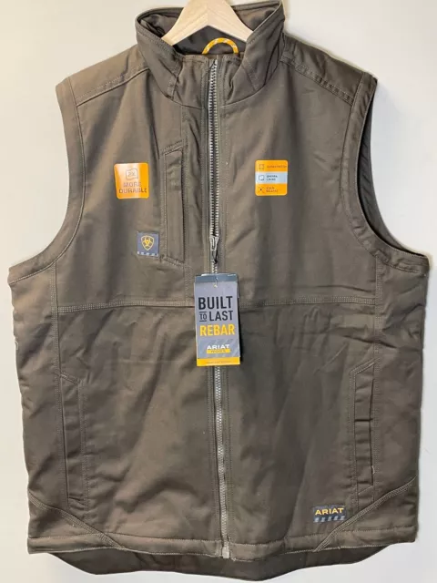 ARIAT 10027851 MENS Brown Rebar Dura Canvas Full Zip Work Vest Size XL ...