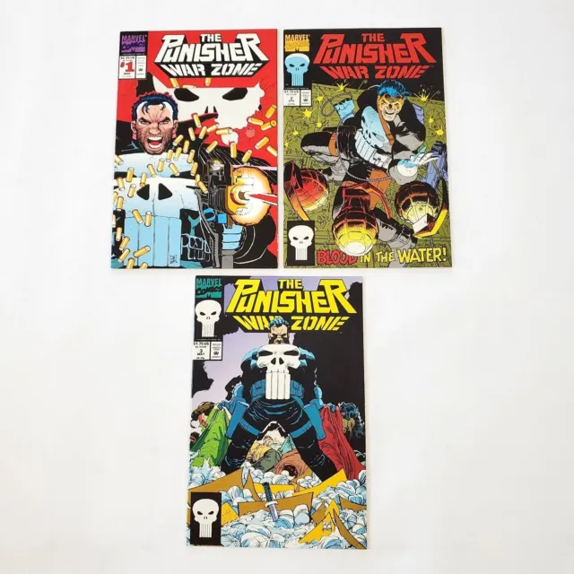 Punisher War Zone 1 2 3 March 1992 Vol. 1 Marvel Comic Book Lot John Romita Jr.