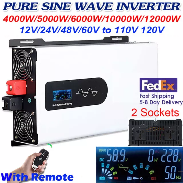 5000W 8000W 10000W 12000W Pure Sine Wave Inverter 12V 24V 48V 60V to 110V 120V