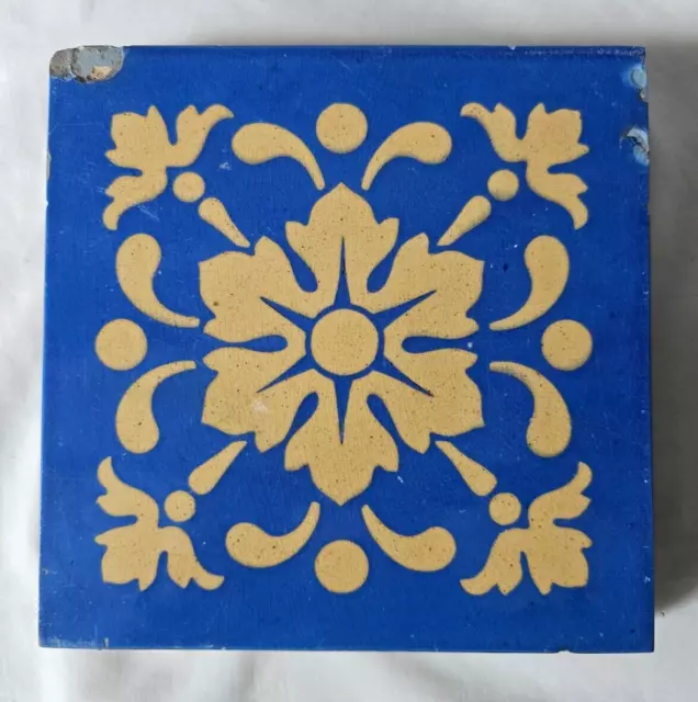 Gothic Revival Minton Arts & Crafts Style 19Th Century 6 Inch Architectural Tile