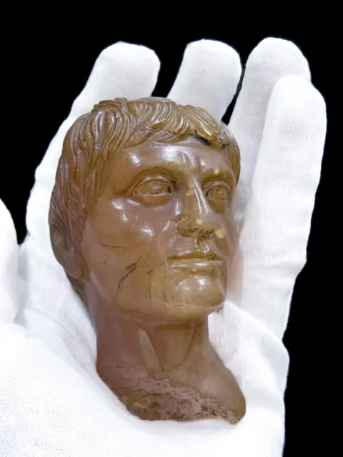 Ancient Greek Caesar Augustus sculpture handmade.