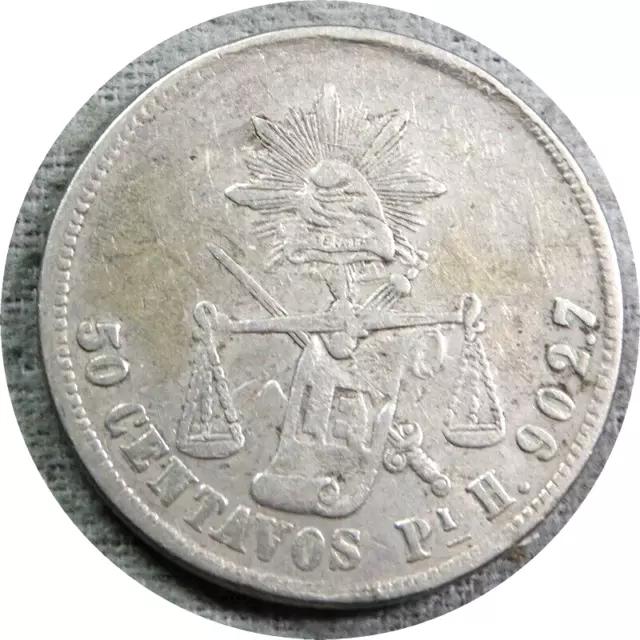 elf Mexico 50 Centavos 1882 PiH  Silver 188/188 Potosi Mint only 22,000 minted