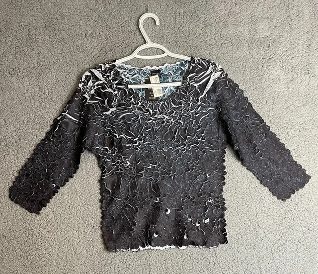 Origami Magic Scarf Black Navy Crinkle Stretch Top One Size Light Weight