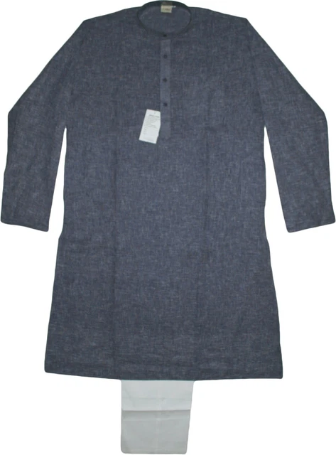 Pigiama uomo Kurta meditazione yoga festa misto lino cotone grigio 42 L