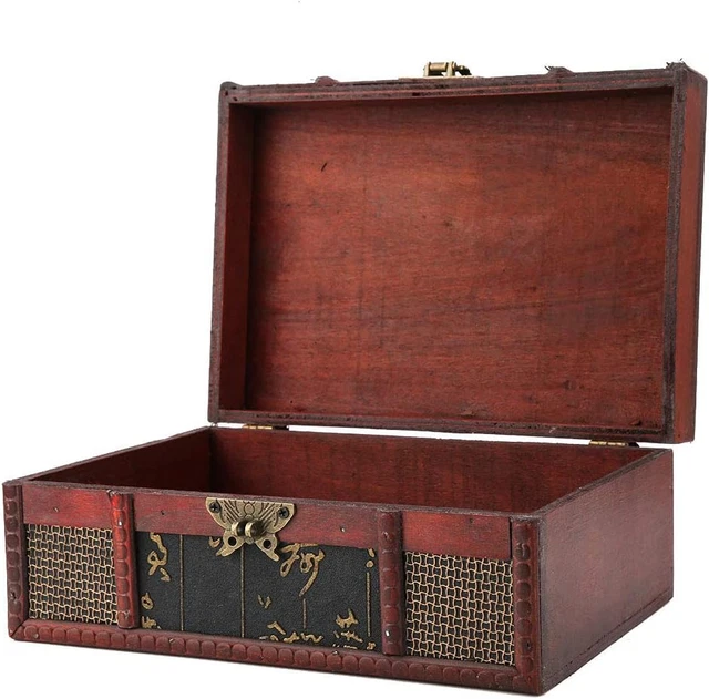 Boîte à Bijoux Vintage En Bois Avec Couvercle - Coffret à Trésor Rangement Déco Pour Cadeau Femme Noël Anniversaire - 14